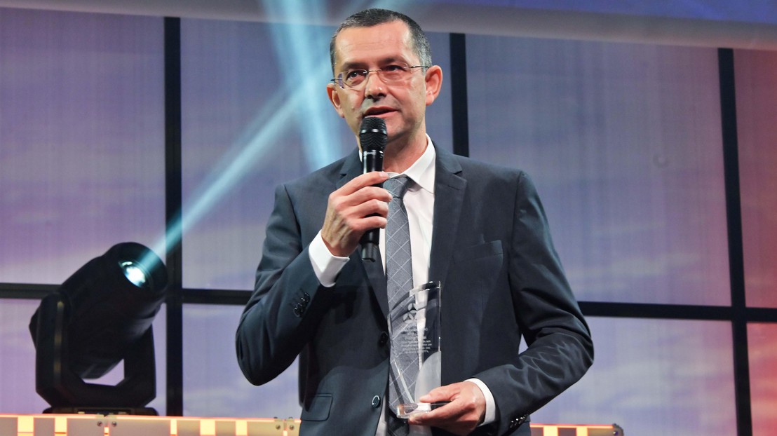 Pierre Rossi lors de la cérémonie des Polysphères 2019. © Alain Herzog / EPFL