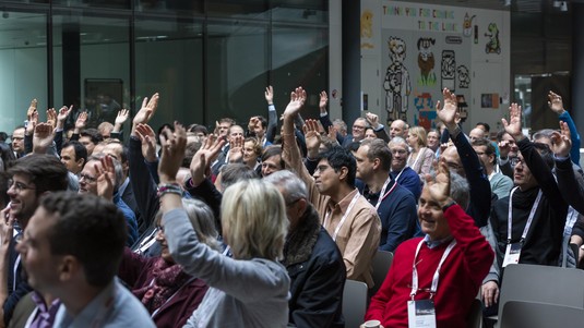 Presentations in the BC atrium © 2019 Shawnee Photography