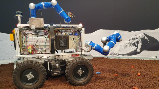 The robot equiped with sensors and a robotic arm© 2019 ESA