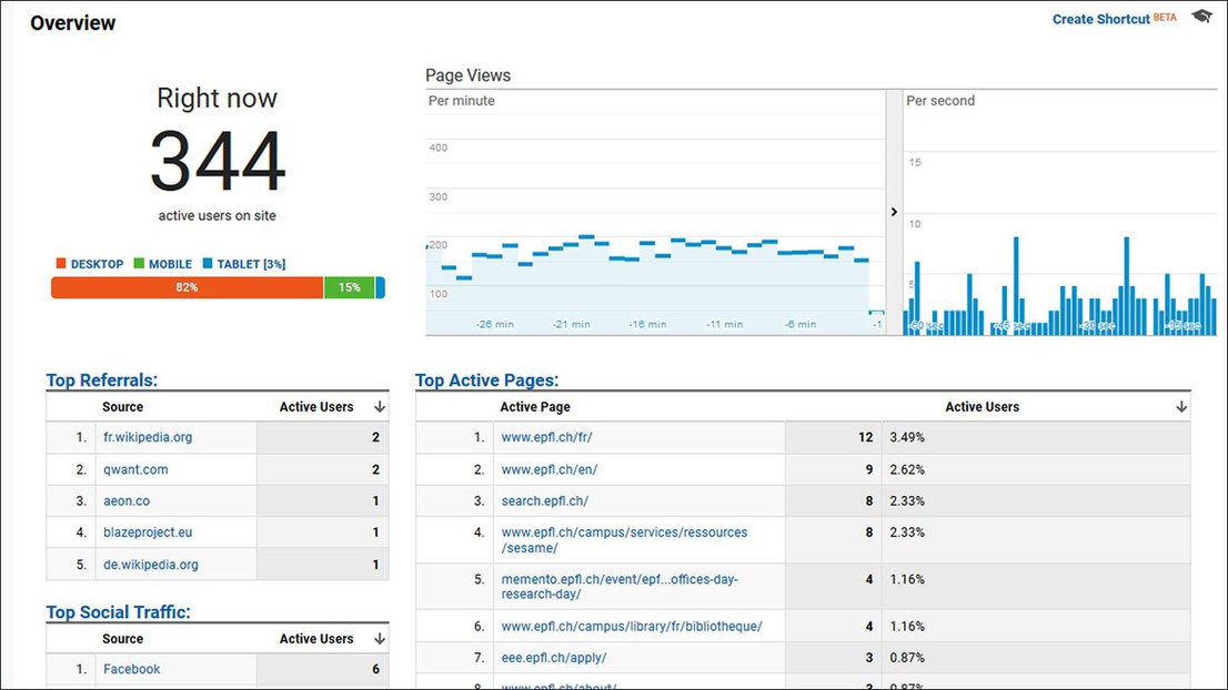 Google Analytics View © 2020 EPFL