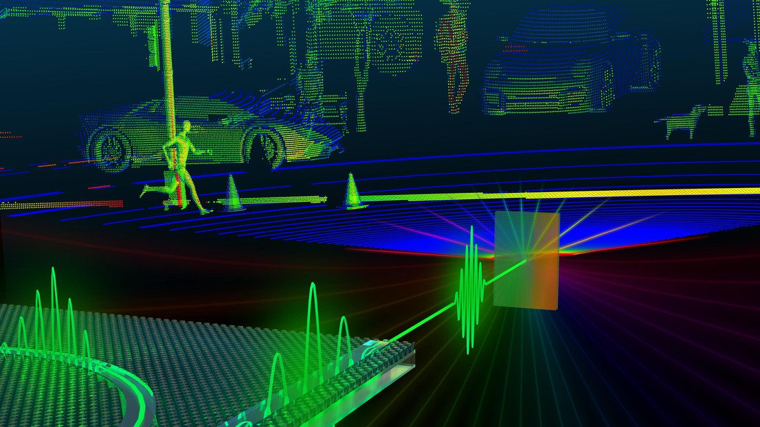 Une illustration des ondes LiDAR. Crédit : Johann Riemensberger