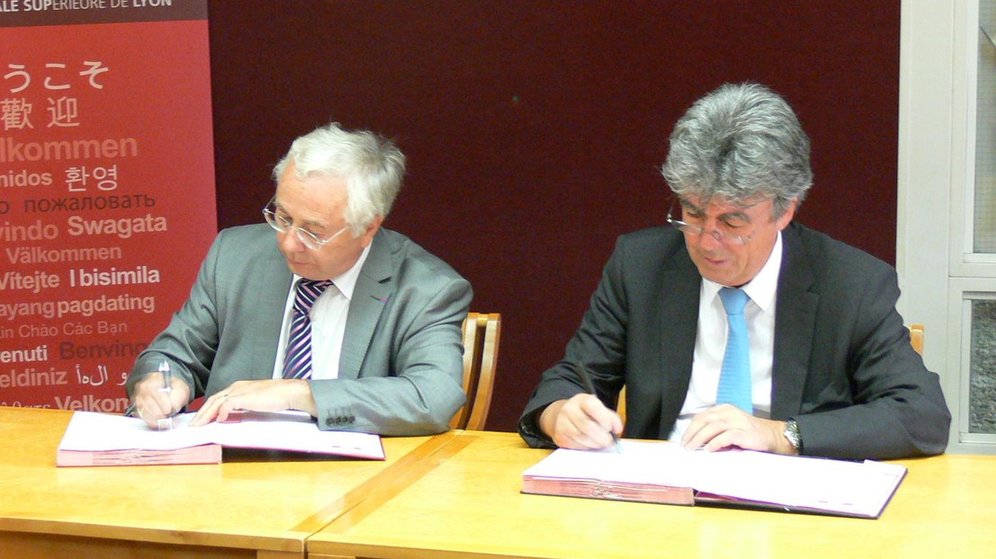 Patrick Aebischer et Jacques Samarut, Président de l’ENS de Lyon © ENS Lyon
