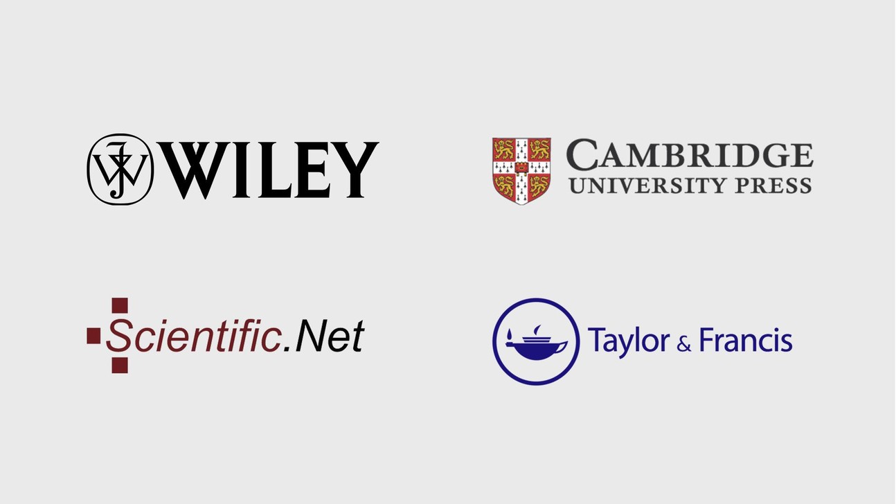 © Wiley, Cambridge University Press, Scientific.net, Taylor & Francis © Wiley, Cambridge University Press, Scientific.net, Taylor & Francis