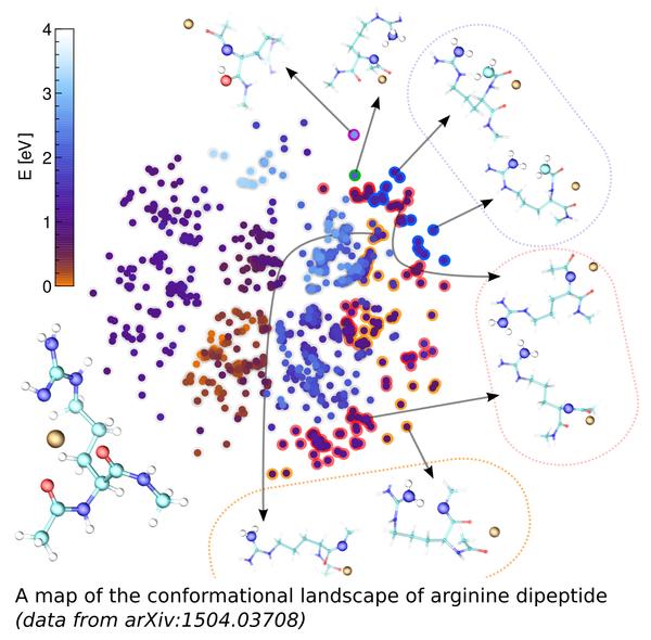 A map of the stable configurations of arginine dipeptide